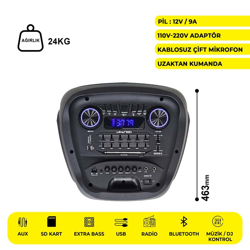 MEİRENDE MRD-1206 2 X 12 İNÇ PARTYBOX KAREOKE BLUETOOTH SPEAKER