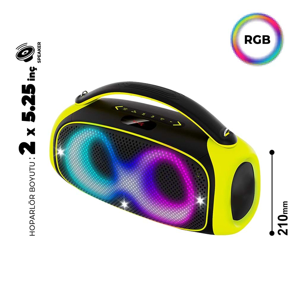WGY-5502 2 X 5.25 İNÇ PARTYBOX KAREOKE BLUETOOTH SPEAKER