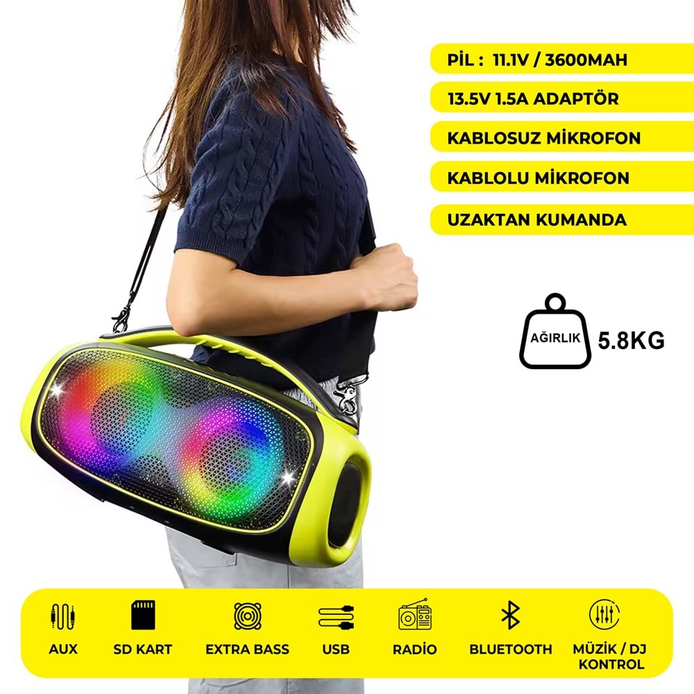 WGY-5502 2 X 5.25 İNÇ PARTYBOX KAREOKE BLUETOOTH SPEAKER