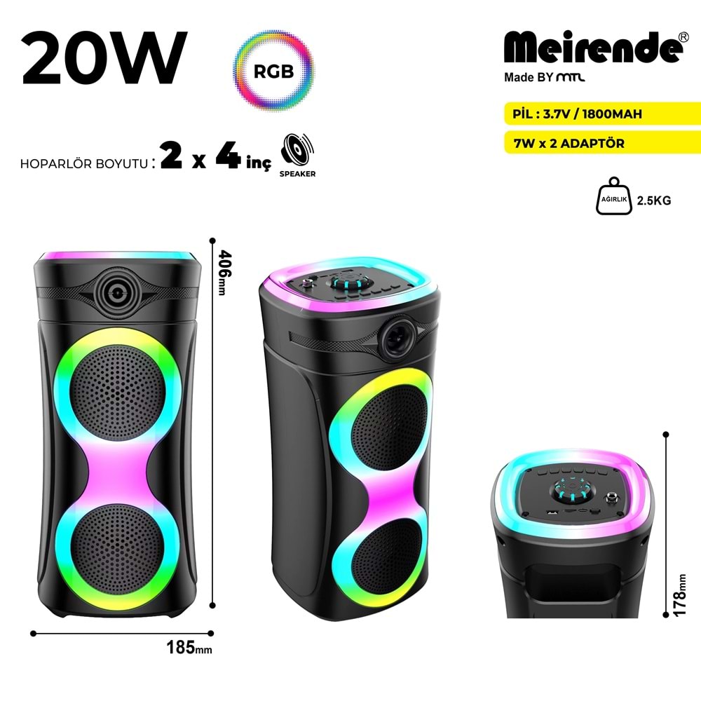 CS-4415 2 X 4 İNÇ PARTYBOX KAREOKE BLUETOOTH SPEAKER