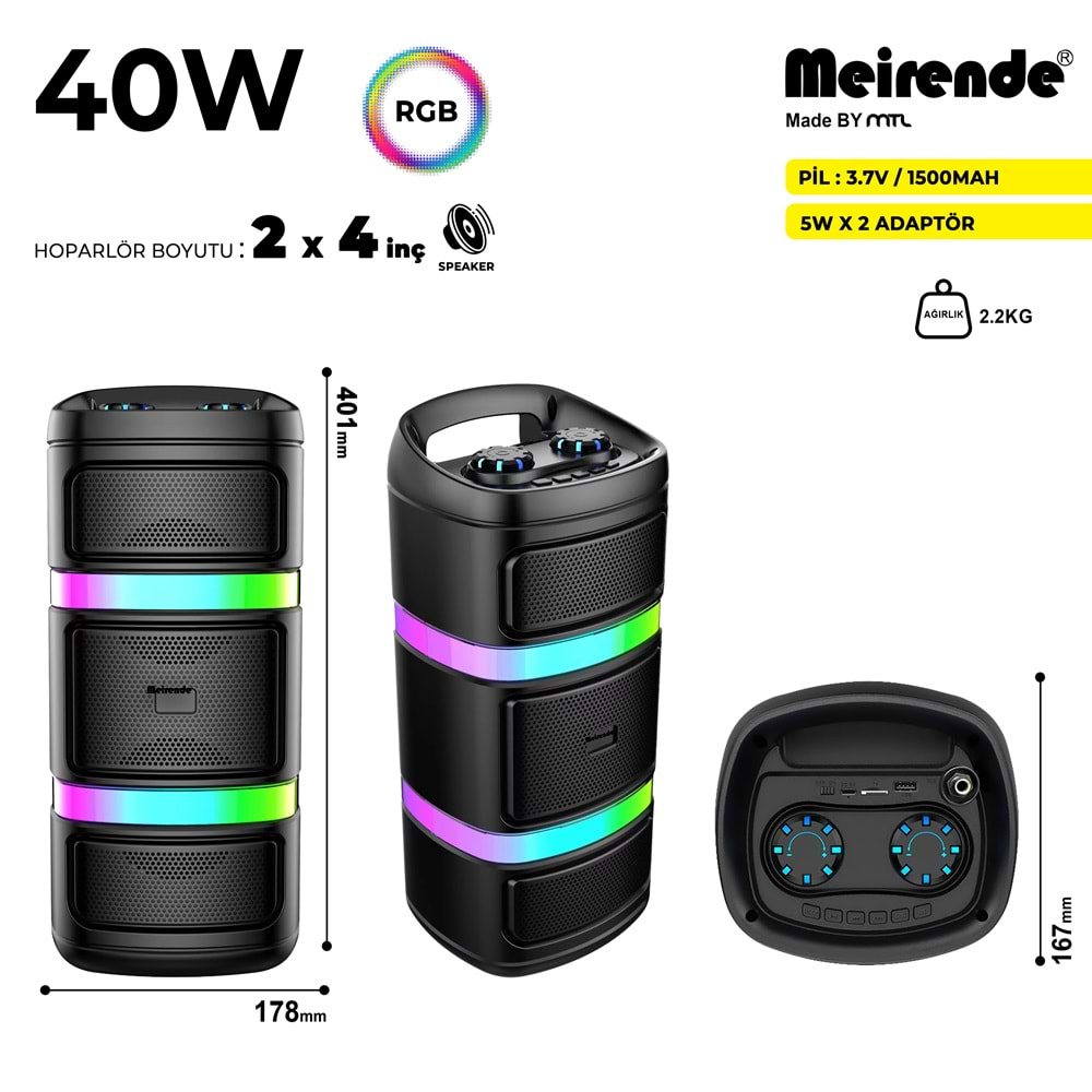 CS-4411 2 X 4 İNÇ PARTYBOX KAREOKE BLUETOOTH SPEAKER