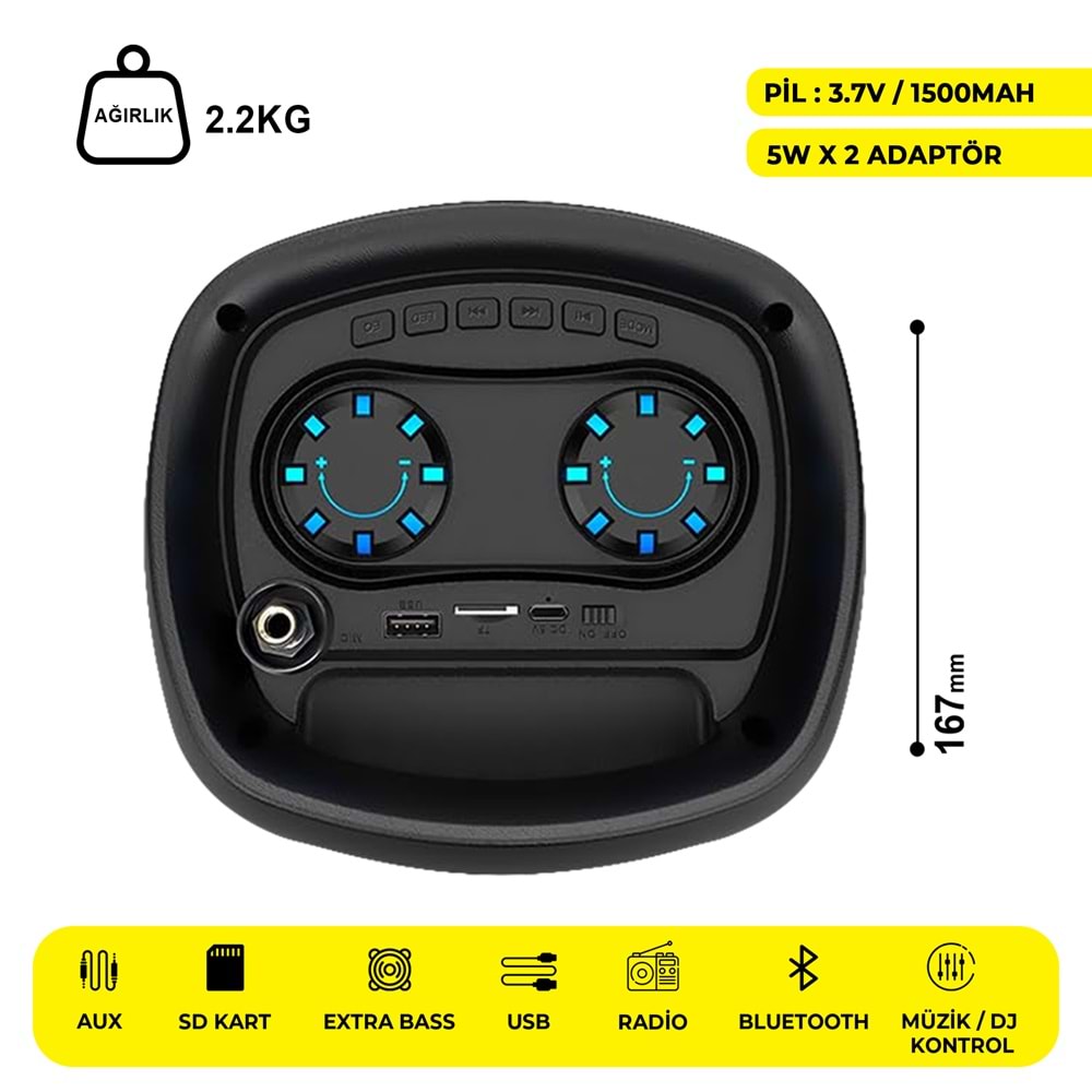 CS-4411 2 X 4 İNÇ PARTYBOX KAREOKE BLUETOOTH SPEAKER