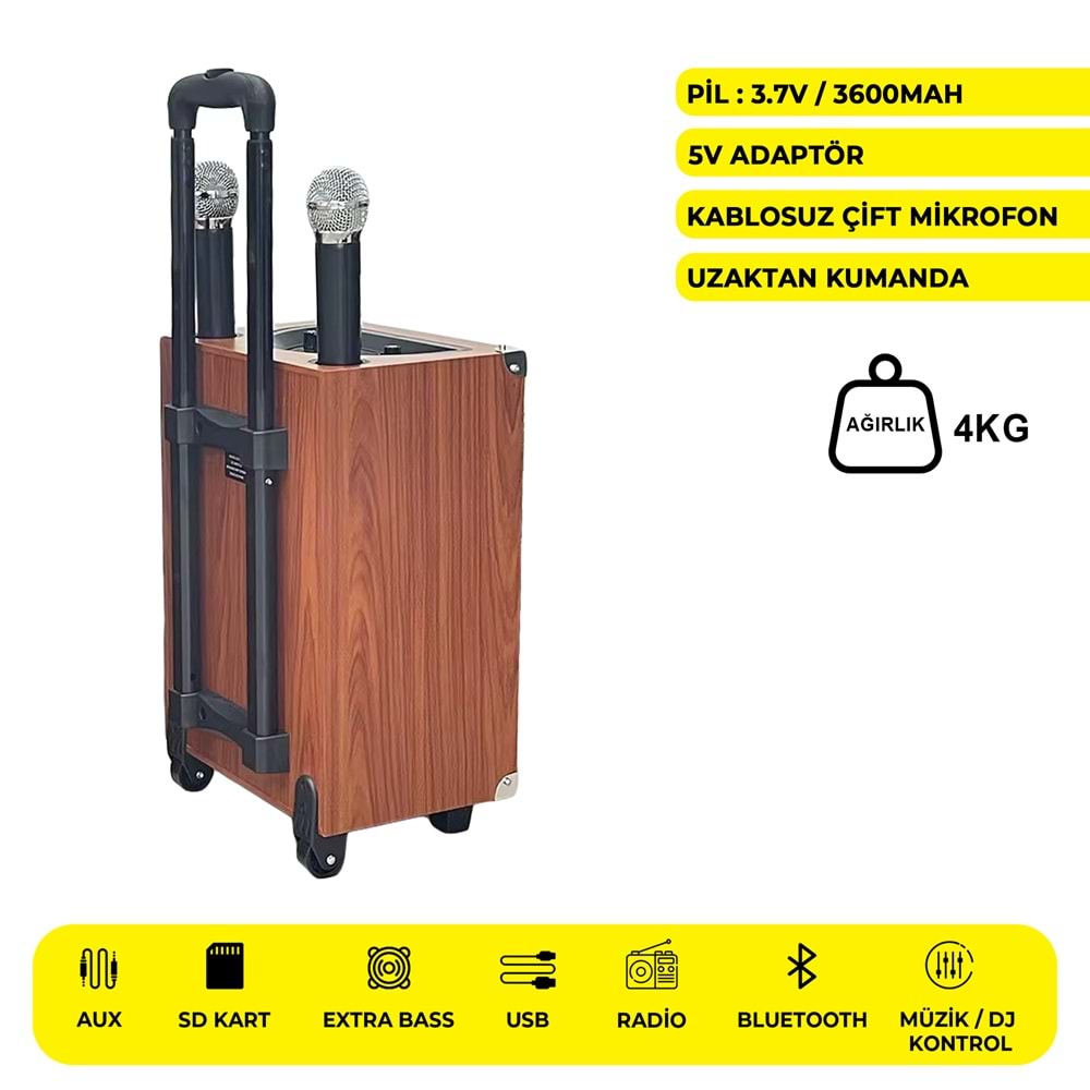 SZ-M801 8 İNÇ PARTYBOX KAREOKE BLUETOOTH SPEAKER