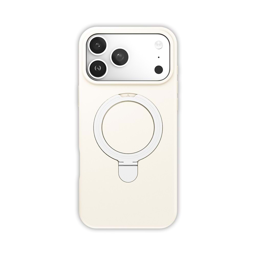 SAMSUNG S23 ULTRA MAGSAFE UYUMLU STANDLI SKY-501 SOFT SİLİKON TELEFON KILIFI - ANTİK BEYAZ