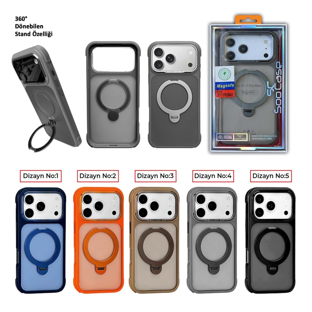 İPHONE 17 AİR MAGSAFE UYUMLU SOO-800 DARBE EMİCİ SİLİKON TELEFON KILIFI - GRI