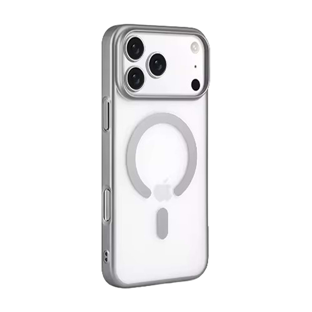 İPHONE 16 PRO MAX MAGSAFE UYUMLU MAT SOO-504 SİLİKON TELEFON KILIF - TİTANYUM GRİ
