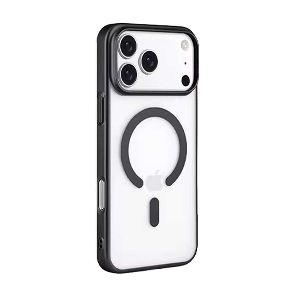 İPHONE 17 MAGSAFE UYUMLU MAT SOO-504 SİLİKON TELEFON KILIF - SİYAH