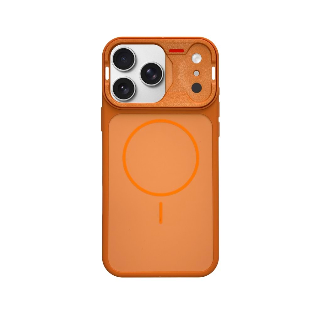 IPHONE 17 PRO MAGSAFE UYUMLU DÖNÜŞÜM SPİN SİLİKON KILIF - TURUNCU