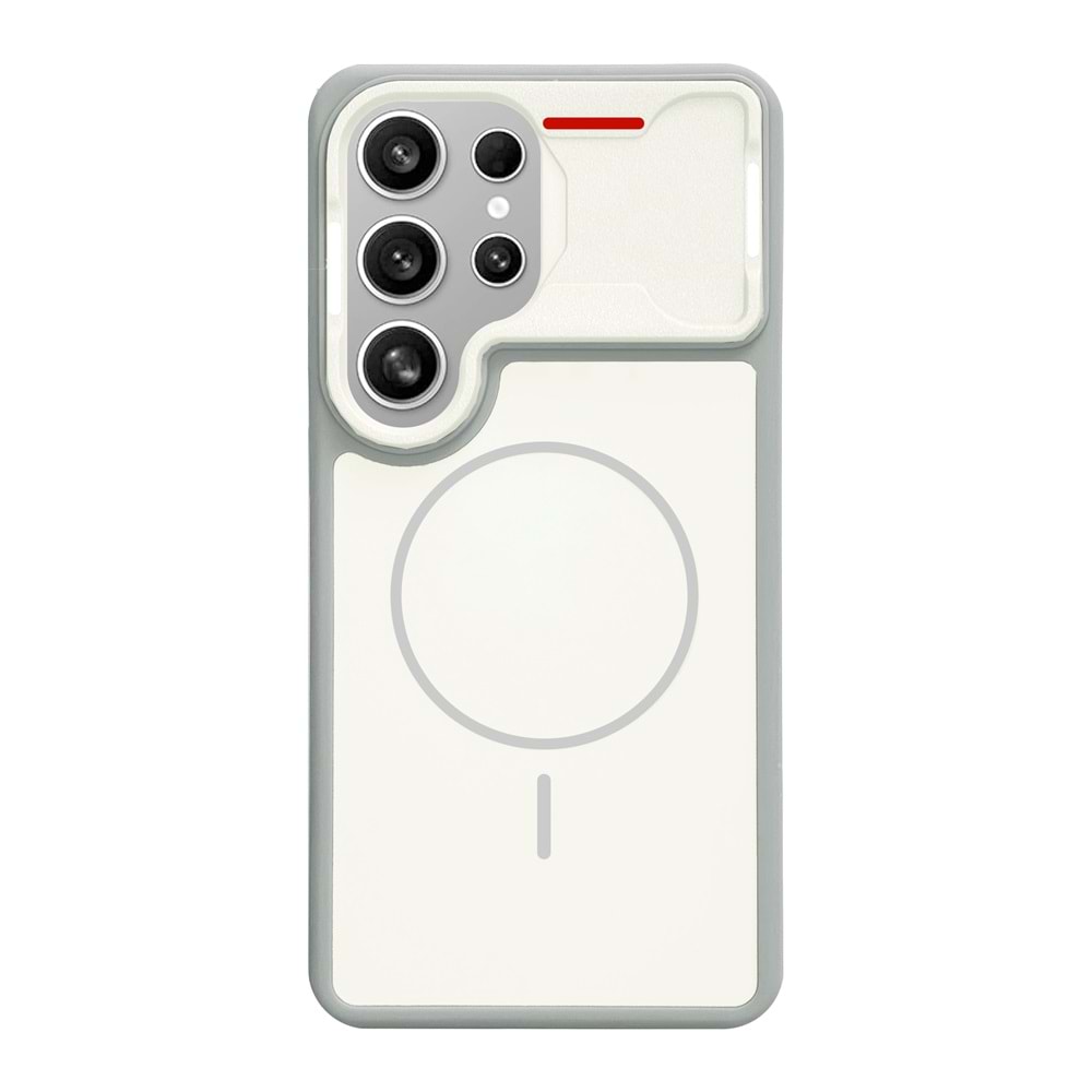 SAMSUNG S26 ULTRA MAGSAFE UYUMLU DÖNÜŞÜM SPİN SİLİKON KILIF - GRI