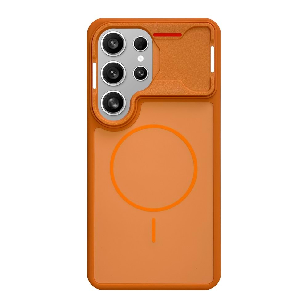 SAMSUNG S26 ULTRA MAGSAFE UYUMLU DÖNÜŞÜM SPİN SİLİKON KILIF - TURUNCU