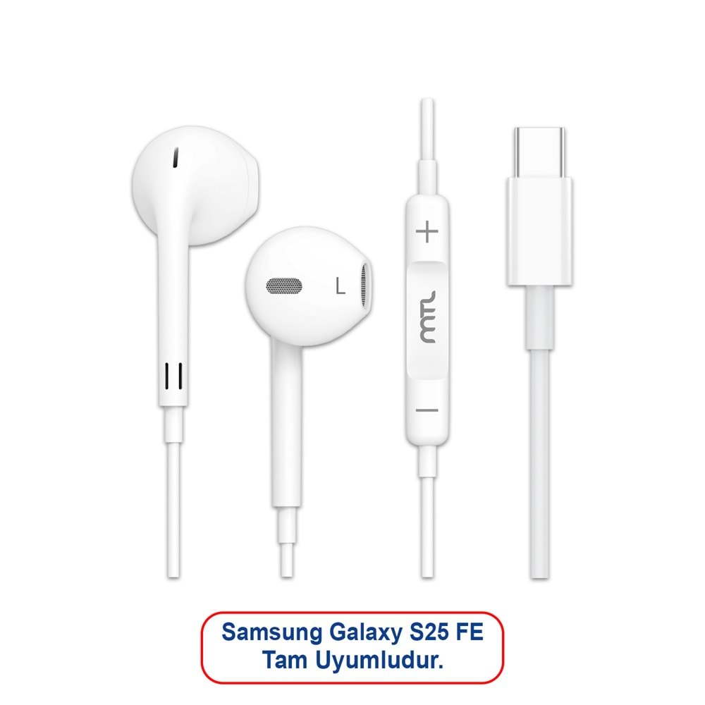SAMSUNG S25 FE UYUMLU TAK ÇALIŞTIR TYPE-C STEREO KABLOLU KULAKLIK