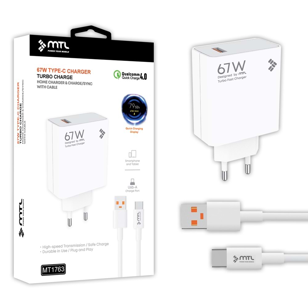 MT1763 67W QC 4.0 TURBO USB TYPE-C EV ŞARJ CİHAZI /10/200