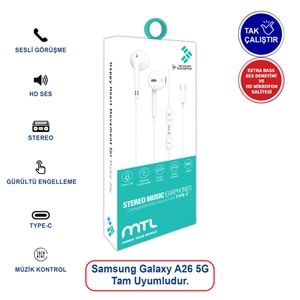 SAMSUNG A26 5G UYUMLU TAK ÇALIŞTIR TYPE-C STEREO KABLOLU KULAKLIK