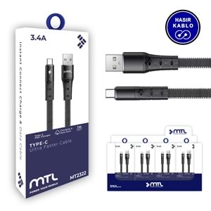 MT2322 3.4A FLAT TYPE-C USB ŞARJ DATA KABLO /25/400