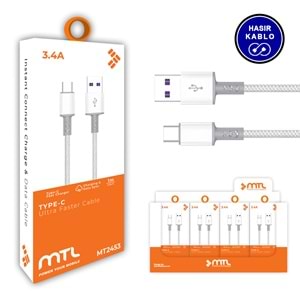 MT2453 3.4A TYPE-C USB ŞARJ DATA KABLO 30/240