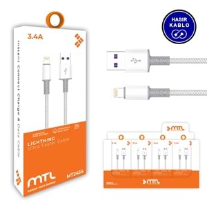 MT2454 3.4A LİGHTNİNG USB ŞARJ DATA KABLO 30/240