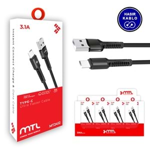MT2412 3.4A TYPE-C USB ŞARJ DATA KABLO /25/400
