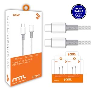 MT2451 60W TYPE-C TO TYPE-C PD ŞARJ DATA KABLO 10/200