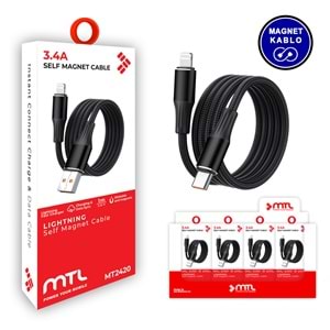 MT2420 3.4A MIKNATISLI LİGHTNİNG USB ŞARJ DATA KABLO /25/400
