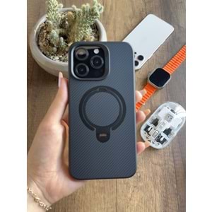 IPHONE 14 PRO MAX MAGSAFE UYUMLU STANDLI KARBON SOO-700 SİLİKON KILIF