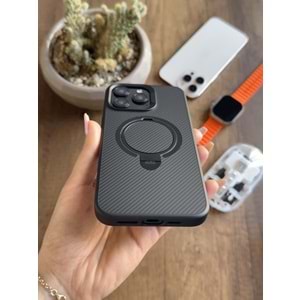 IPHONE 14 PRO MAX MAGSAFE UYUMLU STANDLI KARBON SOO-700 SİLİKON KILIF