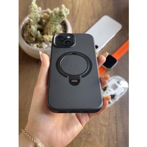 IPHONE 14 MAGSAFE UYUMLU STANDLI KARBON SOO-700 SİLİKON KILIF