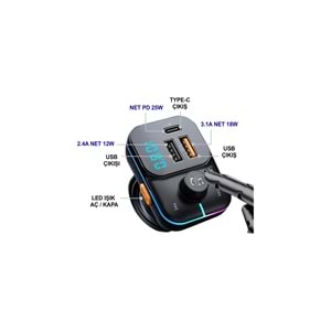 MT9874 55 WATT PD ŞARJLI BLUETOOTH FM MODÜLATÖR 10/120