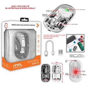 MT8119 BLUETOOTH & WİRELESS 3IN1 MOUSE /100