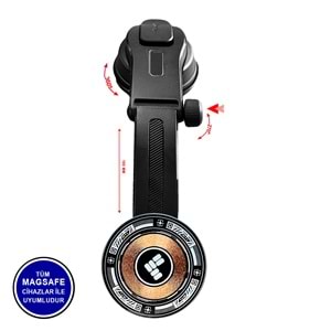 MT6075 15 WATT MAGSAFE & WİRELESS ŞARJLI ARAÇ TUTUCU /100