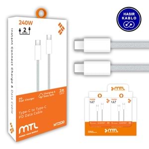 MT2530 240W TYPE-C TO TYPE-C PD ŞARJ DATA KABLO 10/200
