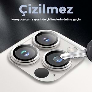 IPHONE 14 PRO / IPHONE 14 PRO MAX SAFİR LENS KORUMA - SILVER