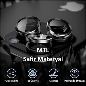 IPHONE 15 PRO / IPHONE 15 PRO MAX SAFİR LENS KORUMA - BLACK TİTANİUM