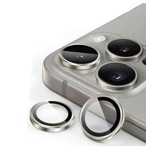 IPHONE 15 PRO / IPHONE 15 PRO MAX SAFİR LENS KORUMA - NATURAL TİTANİUM