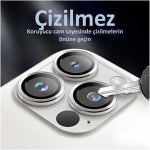 IPHONE 15 PRO / IPHONE 15 PRO MAX SAFİR LENS KORUMA - SILVER TİTANİUM
