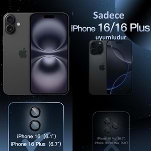 IPHONE 16 / IPHONE 16 PLUS SAFİR LENS KORUMA - BLACK