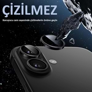 IPHONE 16 / IPHONE 16 PLUS SAFİR LENS KORUMA - BLACK