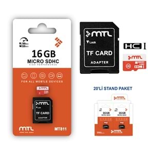 MT811 16 GB MEMORY MİCRO SD KART+ DÖNÜŞTÜRÜCÜ ADAPTÖR /20