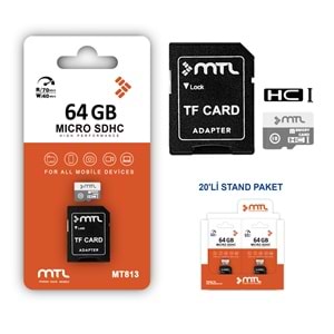 MT813 64 GB MEMORY MİCRO SD KART+ DÖNÜŞTÜRÜCÜ ADAPTÖR /20