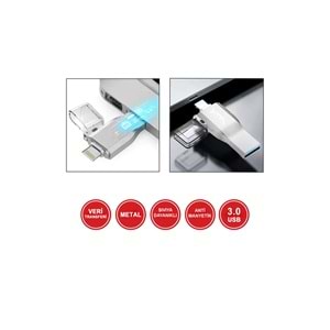 MT843 128 GB 3.0 HYPER LİGHTNİNG TO USB METAL DÖNÜŞTÜRÜCÜ FLASH BELLEK /20
