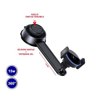 MTL SU3 2İN1 15W 360 MAGSAFE & WİRELESS ŞARJLI ARAÇ TUTUCU /88
