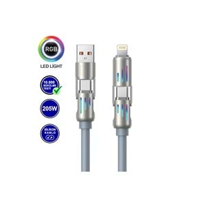 MT2514 205W 4İN1 LED IŞIKLI ŞARJ DATA KABLO 10/200