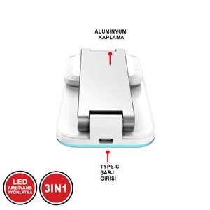 S16 MASA ÜSTÜ 3İN1 15 WATT WİRELESS ŞARJ STANDI /10/50