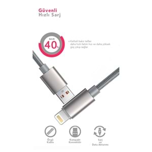 MT2032 3.4A LİGHTNİNG USB ŞARJ DATA KABLO 30/300