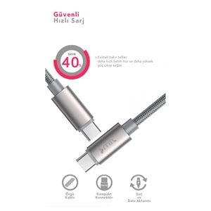 MT2119 60W TYPE C TO TYPE-C PD ŞARJ DATA KABLO 10/200