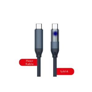 MT2130 40W TYPE-C TO TYPE-C LED IŞIKLI PD ŞARJ DATA KABLO 10/200