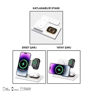 MTL A80 MASA ÜSTÜ 4İN1 15 WATT WİRELESS ŞARJ STANDI /10/50