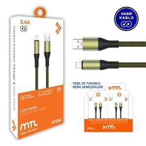 MT2052 3.4A 1.5 METRE LİGHTİNİNİG USB ŞARJ DATA KABLO 10/200