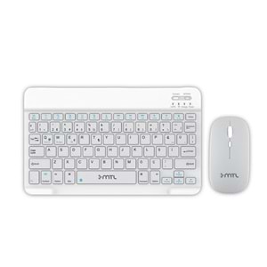 MT8530 BLUETOOTH MİNİ TABLET / PC / TV UYUMLU ŞARJLI KLAVYE MOUSE SET /50 - BEYAZ