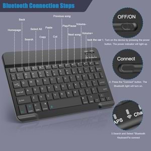 MT8530 BLUETOOTH MİNİ TABLET / PC / TV UYUMLU ŞARJLI KLAVYE MOUSE SET /50