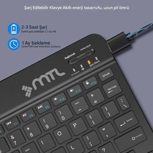 MT8530 BLUETOOTH MİNİ TABLET / PC / TV UYUMLU ŞARJLI KLAVYE MOUSE SET /50